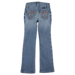 112328297 Wrangler Girls Bootcut Jeans - Light Wash With Embroidered Pocket
