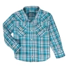 112329212 Wrangler Baby Boys Long Sleeve Western Shirt - Blue Plaid