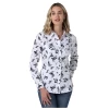 112330046 Wrangler Women's Retro Long Sleeve Snap Shirt - White W/Black Bucking Horses