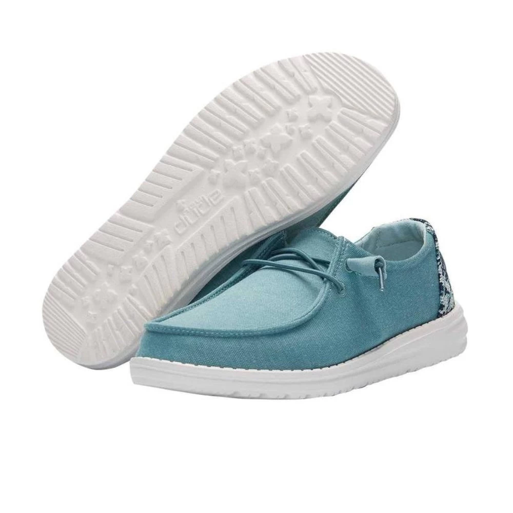 Hey Dude Women's Wendy Stretch Canvas Shoe - Sea Blue 1 Hey Dude Women's Wendy Stretch Canvas Shoe - Sea Blue