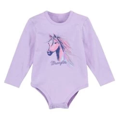 2317703 Wrangler Baby Girls Western Horse Bodysuit - Lilac