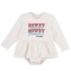 2317725 Wrangler Baby Girls Howdy Yeehaw Western Bodysuit With Ruffle- Oatmeal Heather