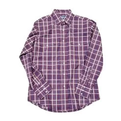 2318652 Wrangler Men's Wrinkle Resist Long Sleeve Shirt Relaxed Fit - Burgundy Plaid