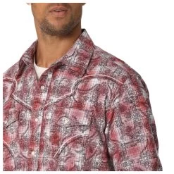 112324828 Wrangler Rock47 Men's Long Sleeve Western Shirt - Red -Cowboy Shop 2324828 2