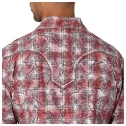 112324828 Wrangler Rock47 Men's Long Sleeve Western Shirt - Red -Cowboy Shop 2324828 3