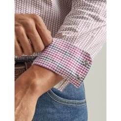 112324835 Wrangler 20X Men's Long Sleeve Western Shirt - Red & White Print -Cowboy Shop 2324835