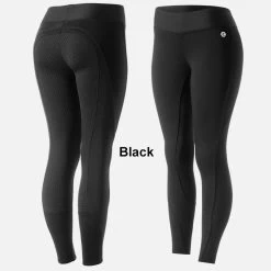 36610 Horze Women's Active Silicone Full Seat Fleece Lined Winter Tights Breech -Cowboy Shop 36610 Black