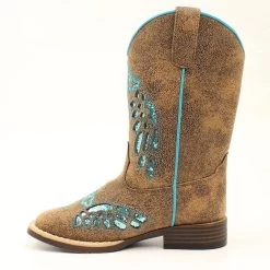 Twister Blazin Roxx Childrens' Gracie Turquoise Glitter Western Square Toe Boot