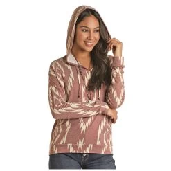 48H1200 Rock & Roll Cowgirl Women's Long Sleeve Aztec Print Light Hoodie