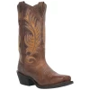Dan Post 51173 Laredo Ladies Feather Love Leather Boot- Tan With Feather Embroidery