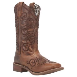 Dan Post 5863 Laredo Ladies Dizzie Leather Cowboy Boot- Brown Embroidered