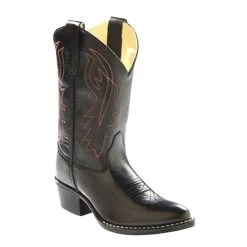 8110 Old West Kids Leather Western Boot Black