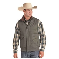 98B6675 Powder River Men's Concealed Carry Quilted Vest Grey