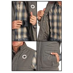 98B6675 Powder River Men's Concealed Carry Quilted Vest Grey -Cowboy Shop 98B6675 2