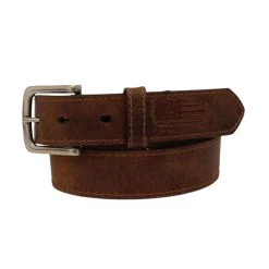 A1307402 Ariat Boys 1 1/4" Stitch USA Flag Shield Brown Belt