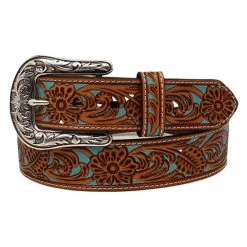 A1534108 Ariat Women's 1 1/2" Floral Overlay Turquoise Belt