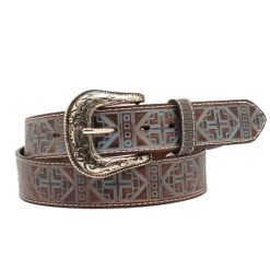 A1580027 Ariat Women's Tooled Cross Leather Belt - Blue