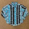 BC1277M Wrangler Boys Checotah Blue Aztec Print Long Sleeve Western Shirt