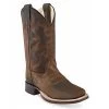 BSY1904 Old West Youth Brown Leather Square Toe Western Cowboy Boot