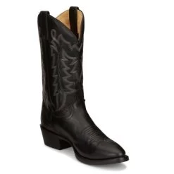 CJ2001 Justin Men's Hayne Black Cowhide Leather Western Boot - Round Toe
