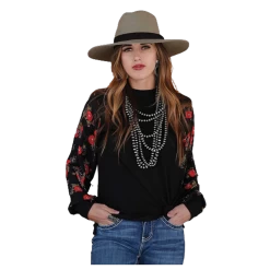 CTK7427001 Cruel Girl Women's Thermal Waffle Knit Top - Black