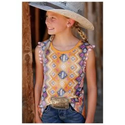 CTK8660001 Cruel Girl Girls' Aztec Print Pom Pom Tank