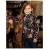 CTW3230040 Cruel Girl Girls' Stripe Black Paisley Long Sleeve Snap Shirt