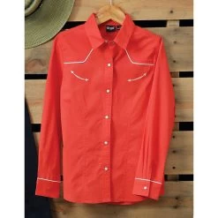 CTW3370003 Cruel Girl Coral Long Sleeve Western Snap Shirt