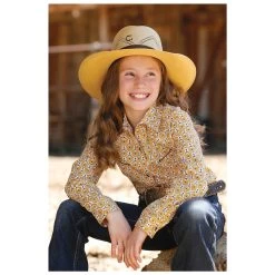 CTW3370008 Cruel Girl Girls' Yellow And Black Print Long Sleeve Western Snap Shirt