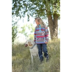 CWK8250006 Cruel Girl Girls' Polar Fleece Pullover - Serape Stripe Leopard Print