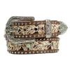 D140003202 Angel Ranch Women's Floral Stitch With Crystals And Studs Leather Belt