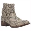 DI866 Dingo Women's Grey Snakeskin Print And Studs Short Western Cowboy Boots