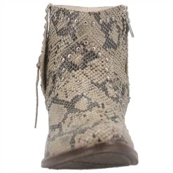 DI866 Dingo Women's Grey Snakeskin Print And Studs Short Western Cowboy Boots -Cowboy Shop DI866 3