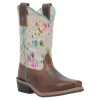 DPC3908 Dan Post Rumi Brown Leather Youth Boot W/Rainbow Splatter Hide