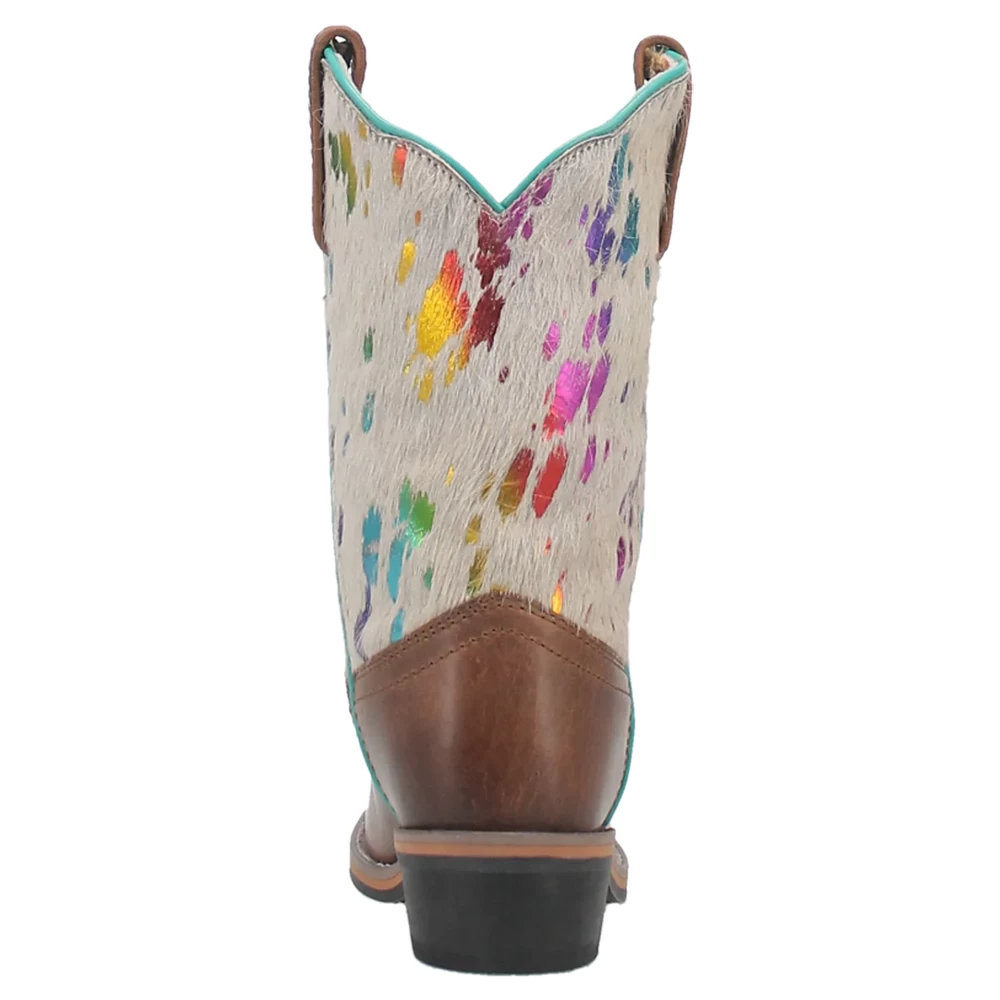 DPC2908 Dan Post Childs' Rumi Brown Leather Boot W/Rainbow Splatter Hide 3 DPC2908 Dan Post Childs' Rumi Brown Leather Boot W/Rainbow Splatter Hide - Image 3