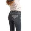 G5-2720 Rock & Roll Girls Boot Cut Jeans -Silver Leather And Sparkle Pockets