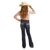 G5-3712 Rock & Roll Girls Boot Cut Jeans - Leather And Sparkle Pockets
