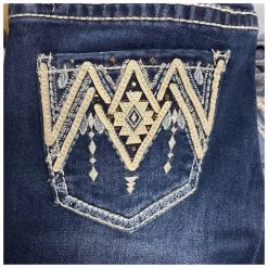 G5-3712 Rock & Roll Girls Boot Cut Jeans - Leather And Sparkle Pockets -Cowboy Shop G5 3712 2