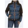 MAJ9858001 Cinch Women's Bonded Conceal Carry Full Zip Jacket -Brown With Teal Southwest Print