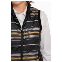 MAV9887001 Cinch Women's Quilted Reversible Vest- Black With Stripes -Cowboy Shop MAV9887001 2