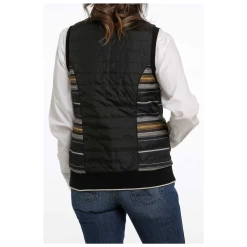 MAV9887001 Cinch Women's Quilted Reversible Vest- Black With Stripes -Cowboy Shop MAV9887001 4