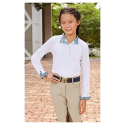 MD500JJ RJ Classics Maddie JR 37.5 Girls English Show Shirt- White With Blue Paisley Floral