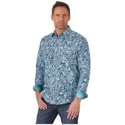 MJC314B Men's Wrangler 20X Competition Advanced Comfort Long Sleeve Paisley Western Snap Shirt