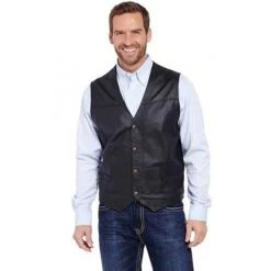 ML1059 Cripple Creek Men's Snap Front Boar Nappa Leather Vest