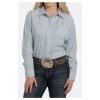 MSW9163004 Cinch Women's ArenaFlex Long Sleeve Button Down Shirt - Light Blue Print