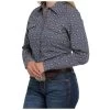 MSW9201035 Cinch Women's Long Sleeve Button Shirt - Blue Print