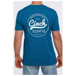 MTT1690482 Cinch Men's Tried And True Short Sleeve Logo Tee - Heathered Teal