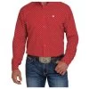 MTW1105202 Cinch Men's Red Medallion Print Long Sleeve Button Down Shirt