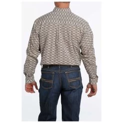 MTW1105256 Cinch Men's Buttondown Long Sleeve Western Shirt - Grey Geometric -Cowboy Shop MTW1105256 1