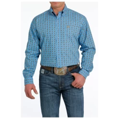 MTW1105539 Cinch Men's Long Sleeve Buttondown Western Shirt -Blue Print